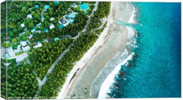 Aerial shot of the beach with the waves Canvas Print by Stan Lihai