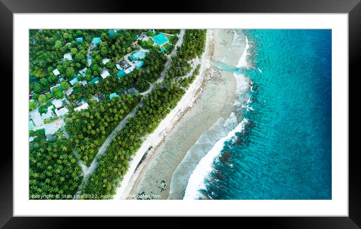 Aerial shot of the beach with the waves Framed Mounted Print by Stan Lihai