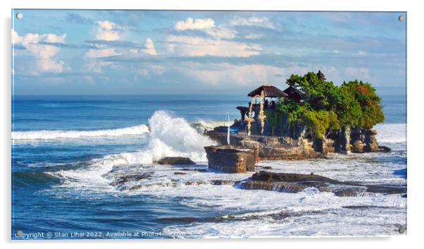 Tanah Lot Temple in Bali Island Indonesia. Acrylic by Stan Lihai