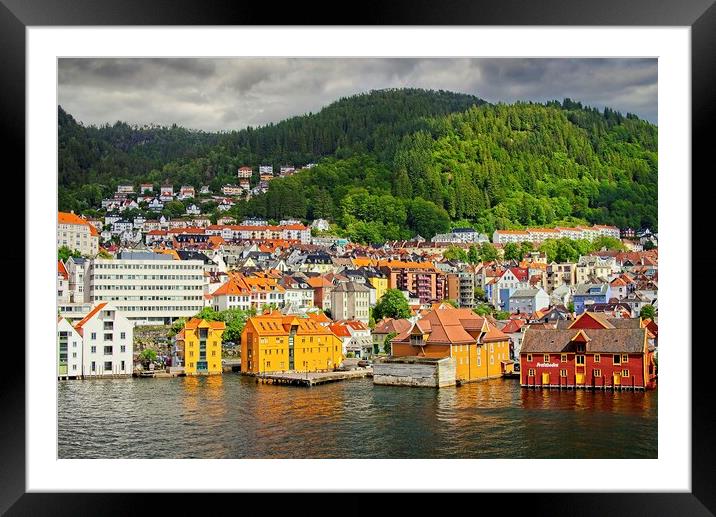 Bergen City Norway Framed Mounted Print by Martyn Arnold