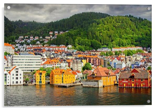Bergen City Norway Acrylic by Martyn Arnold