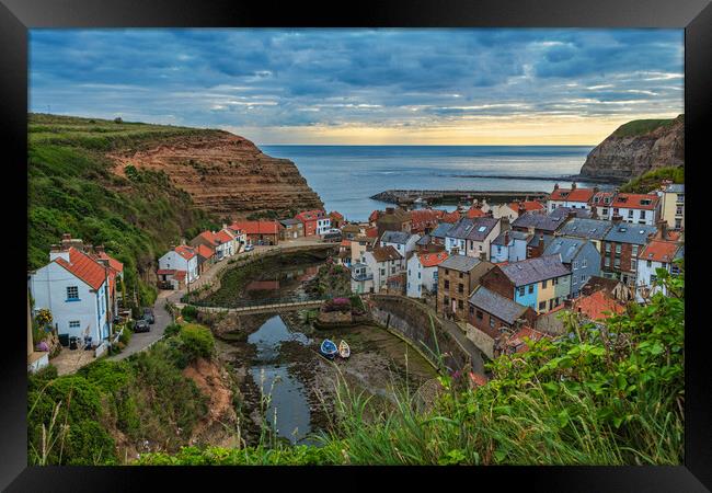Staithes up High Framed Print by Darren Ball