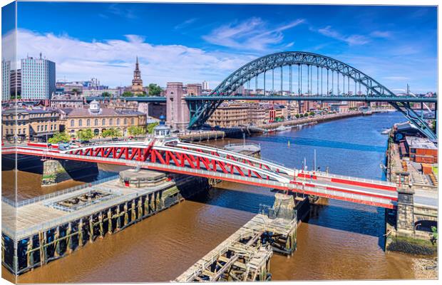 Bridges Over The River Tyne Canvas Print by Valerie Paterson
