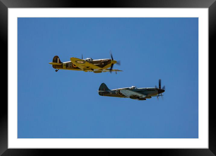 Twin Spitfires Framed Mounted Print by Roger Green