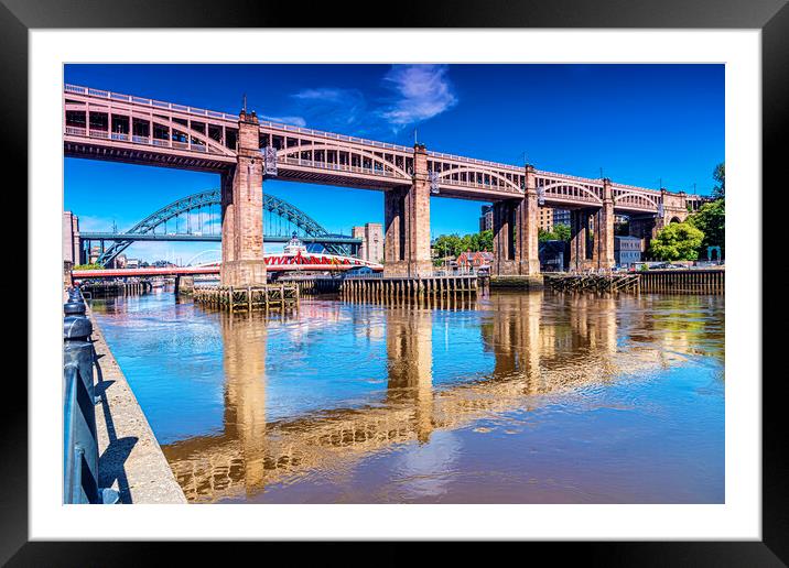 Rail Bridge Over The Tyne Framed Mounted Print by Valerie Paterson