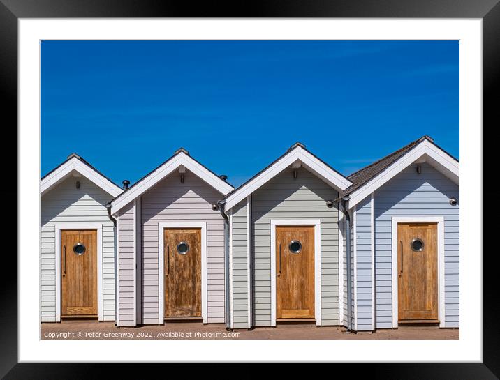 Iconic Beach Huts On The Seafront At Shaldon, Devon Framed Mounted Print by Peter Greenway