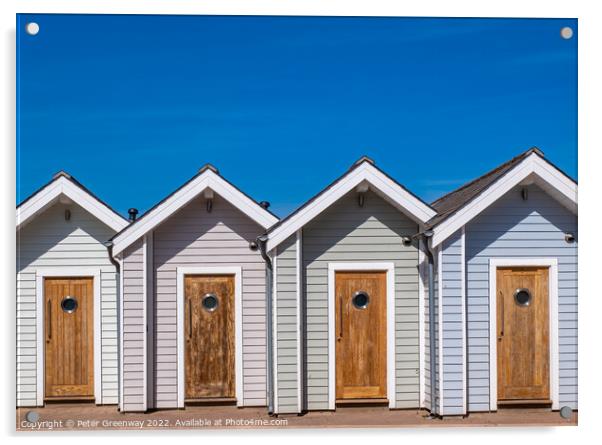 Iconic Beach Huts On The Seafront At Shaldon, Devon Acrylic by Peter Greenway