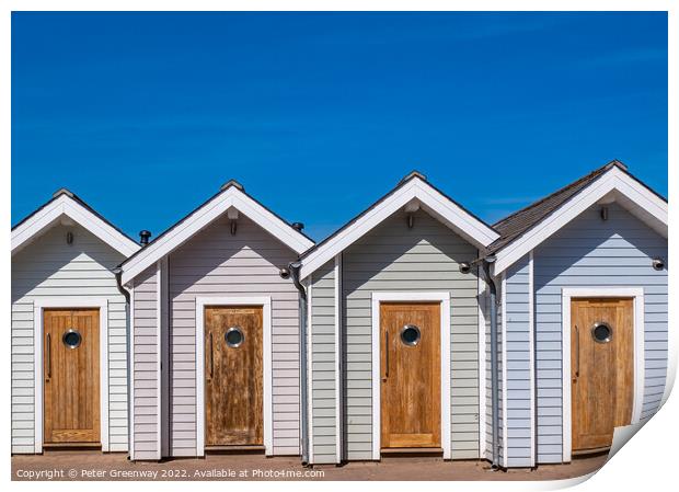 Iconic Beach Huts On The Seafront At Shaldon, Devon Print by Peter Greenway