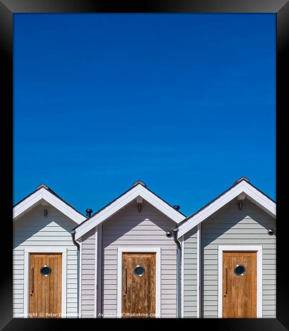 Iconic Beach Huts On The Seafront At Shaldon, Devon Framed Print by Peter Greenway