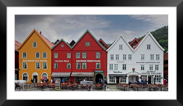 Bryggen Wooden Buildings, Bergen, Norway Framed Mounted Print by Martyn Arnold