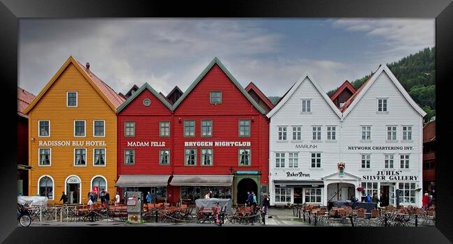Bryggen Wooden Buildings, Bergen, Norway Framed Print by Martyn Arnold