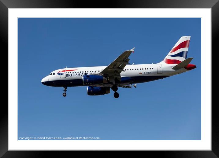 British Airways Airbus A319 Framed Mounted Print by David Pyatt