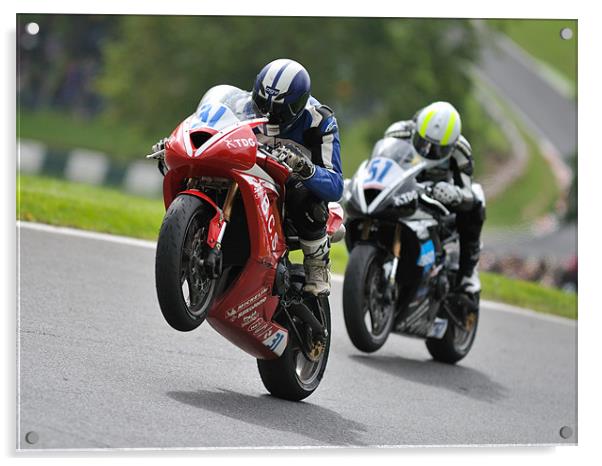 Triumph Triple Challenge 2010 at Cadwell Park Acrylic by SEAN RAMSELL