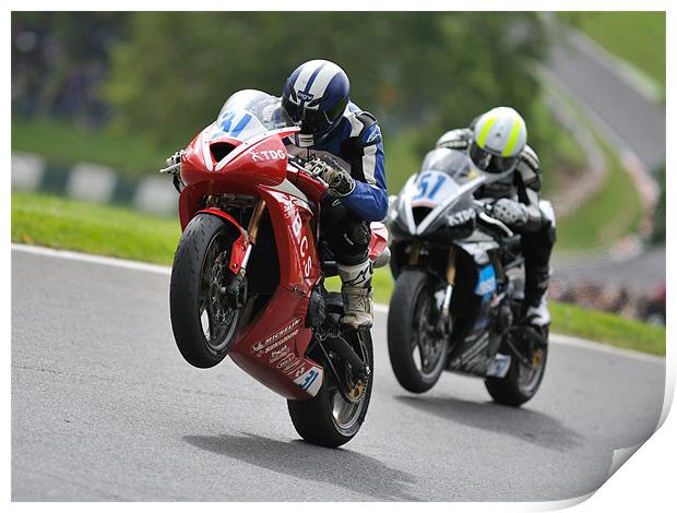 Triumph Triple Challenge 2010 at Cadwell Park Print by SEAN RAMSELL