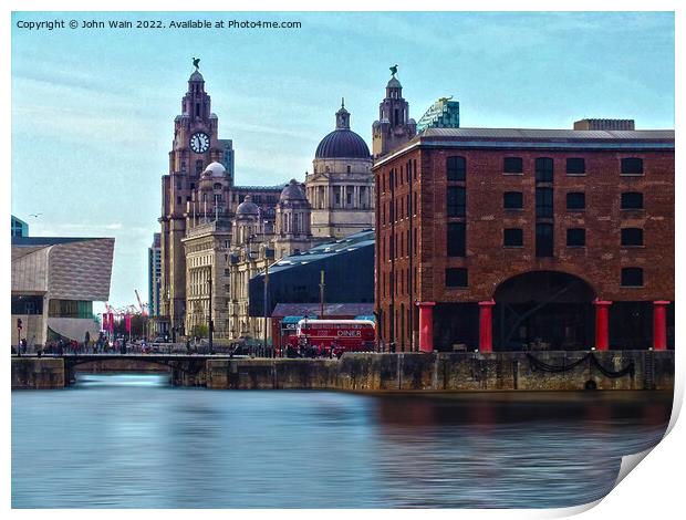 Royal Albert Dock And the 3 Graces   Print by John Wain