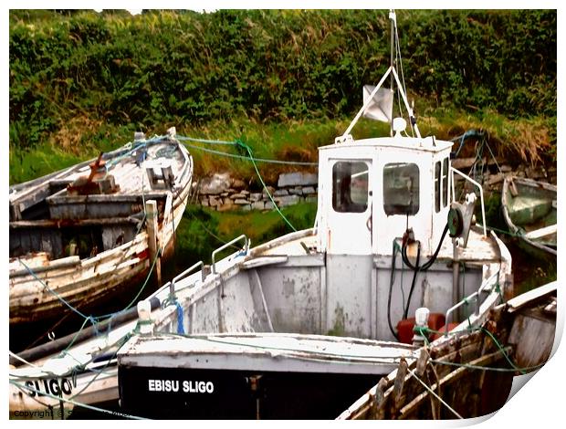 Abandoned fishing boats Print by Stephanie Moore