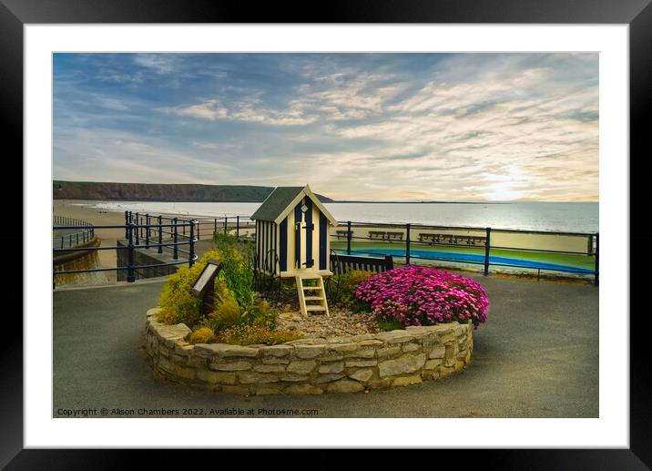 Filey Promenade Bathing Machine Framed Mounted Print by Alison Chambers