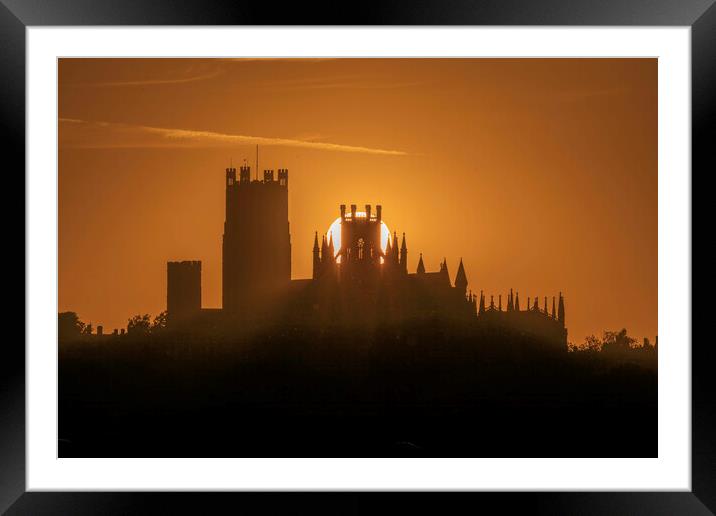 Sunset behind Ely Cathedral, 13th July 2022 Framed Mounted Print by Andrew Sharpe