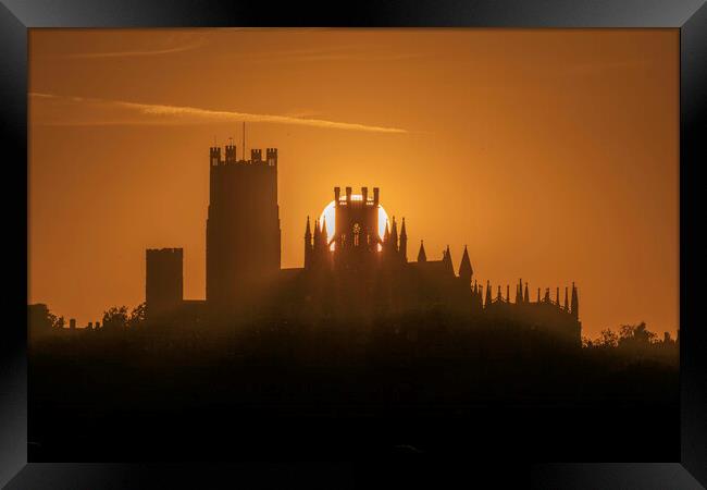 Sunset behind Ely Cathedral, 13th July 2022 Framed Print by Andrew Sharpe