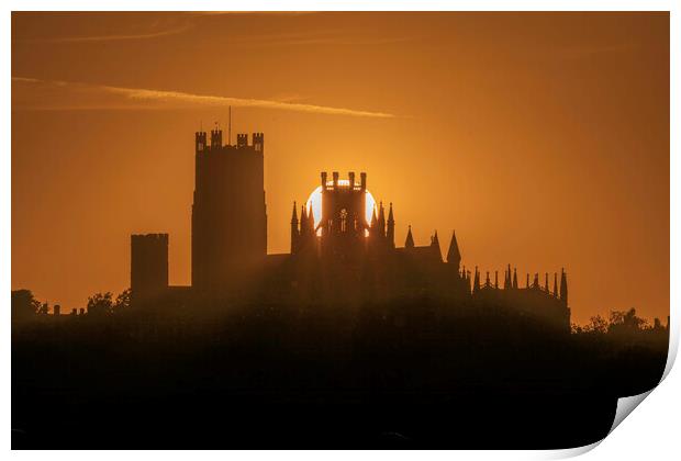 Sunset behind Ely Cathedral, 13th July 2022 Print by Andrew Sharpe