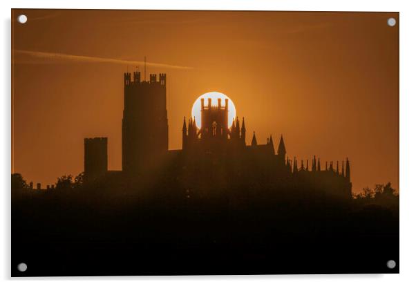 Sunset behind Ely Cathedral, 13th July 2022 Acrylic by Andrew Sharpe