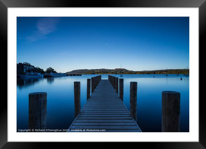 Jetty on Windermere at dawn Framed Mounted Print by Richard O'Donoghue