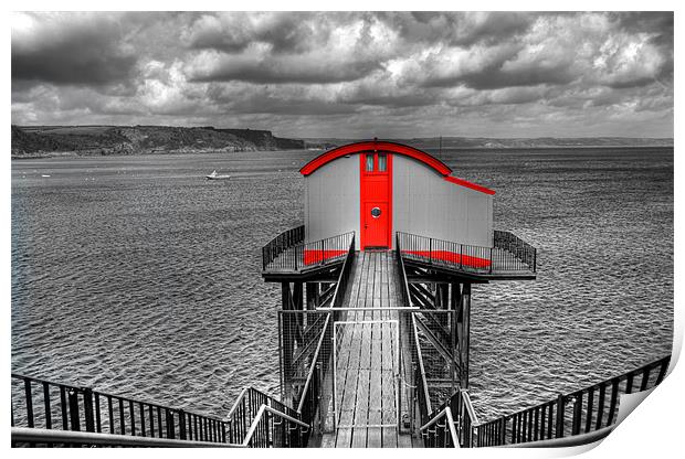 Old Tenby Lifeboat Station Colour Pop Print by Steve Purnell