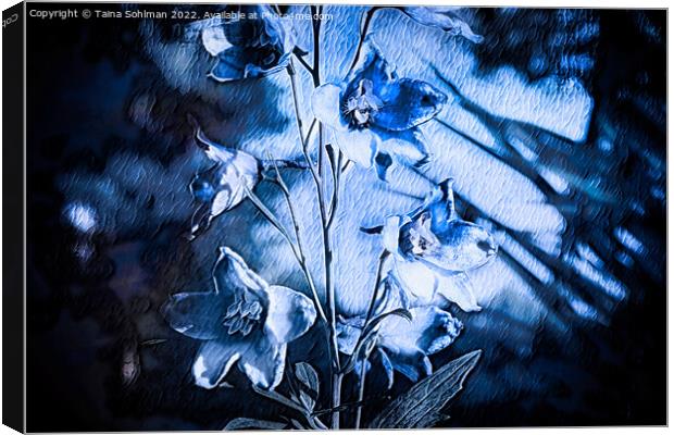 Delphinium Blue Monochrome Canvas Print by Taina Sohlman