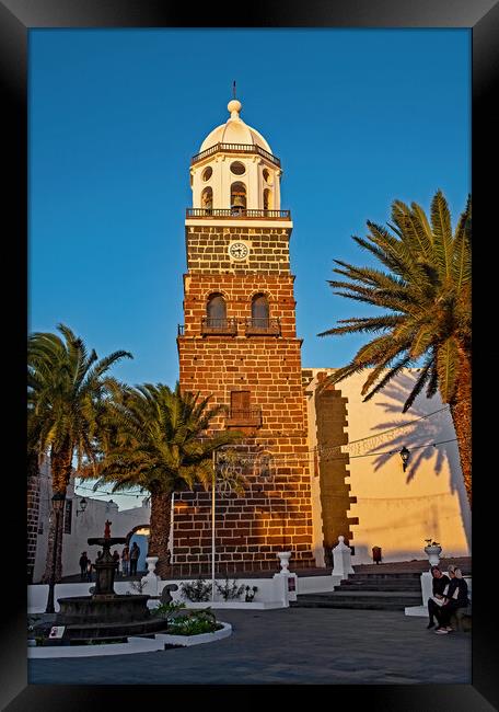 Evening Glow on Teguise Church Framed Print by Joyce Storey