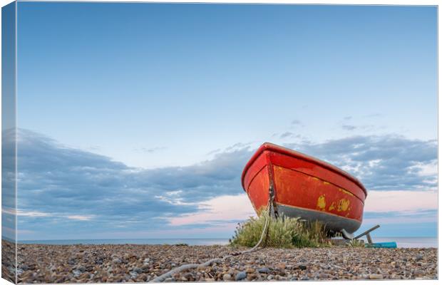 Red fishing boat at Dunwich Canvas Print by Jason Wells