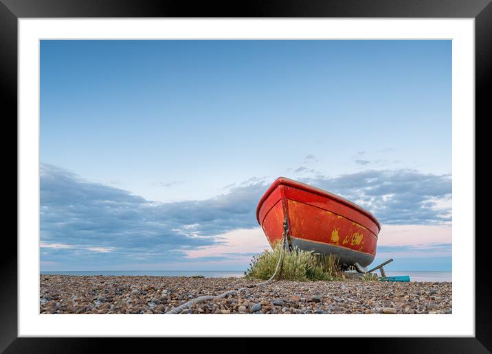 Red fishing boat at Dunwich Framed Mounted Print by Jason Wells