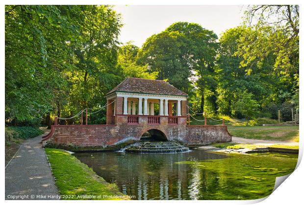 Ornate Pagoda Bridge at Russell Gardens Print by Mike Hardy