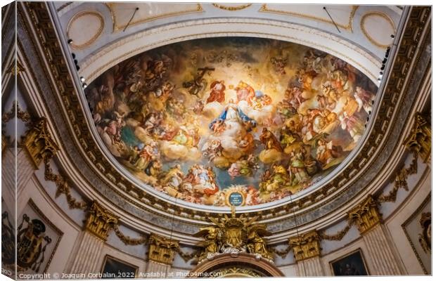 Beautiful frescoes in the dome of the cathedral of Segorbe, mast Canvas Print by Joaquin Corbalan