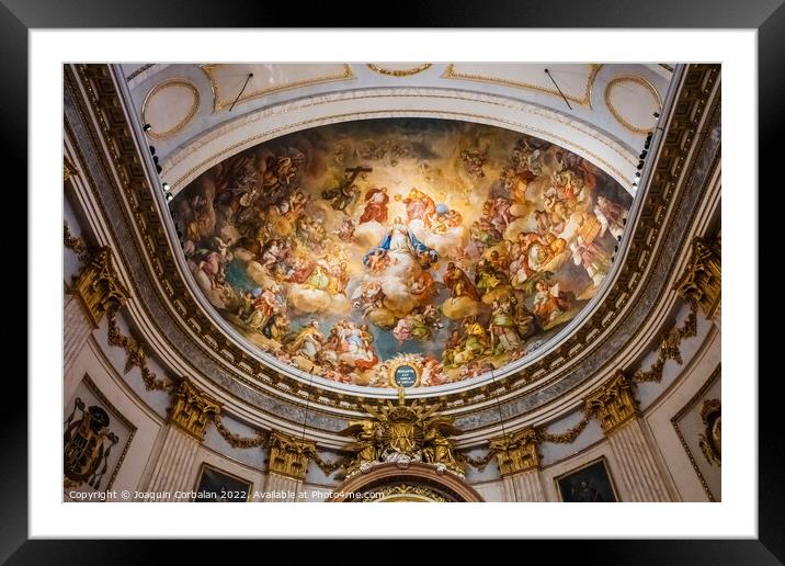 Beautiful frescoes in the dome of the cathedral of Segorbe, mast Framed Mounted Print by Joaquin Corbalan
