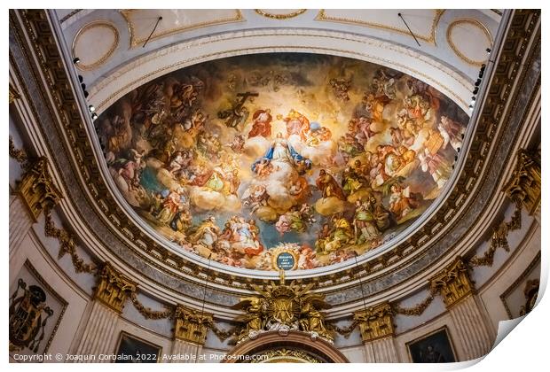 Beautiful frescoes in the dome of the cathedral of Segorbe, mast Print by Joaquin Corbalan