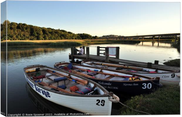 Rowing boats at Passage House Inn  Canvas Print by Rosie Spooner