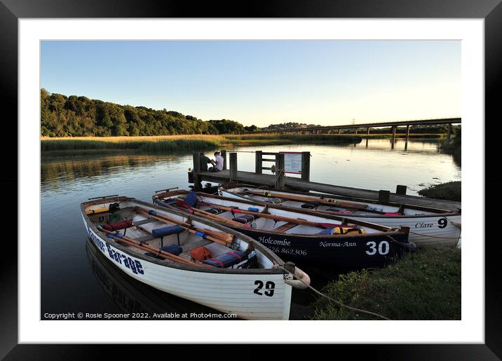 Rowing boats at Passage House Inn  Framed Mounted Print by Rosie Spooner