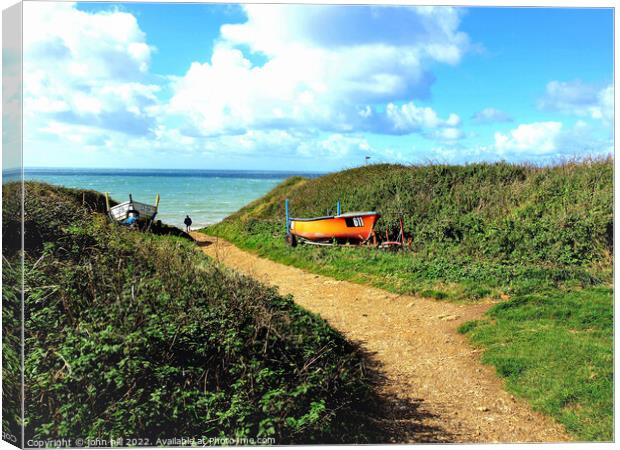 footpath to the sea, Brook, Isle of Wight, UK. Canvas Print by john hill