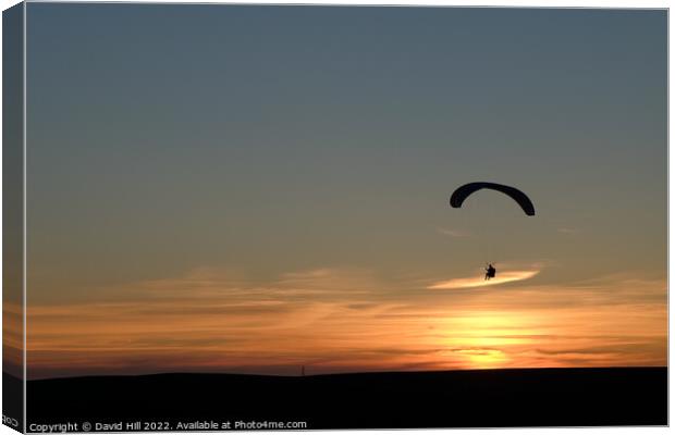 Sunset Paraglider Canvas Print by David Hill