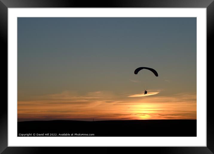 Sunset Paraglider Framed Mounted Print by David Hill