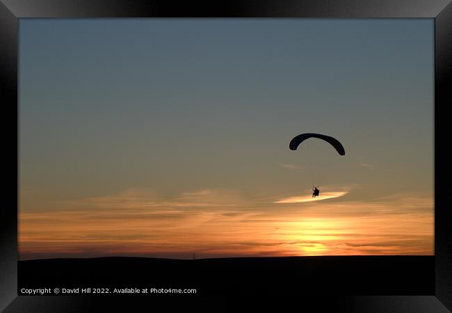 Sunset Paraglider Framed Print by David Hill