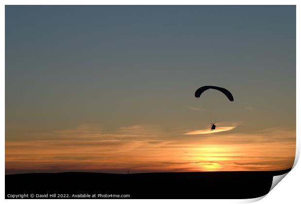 Sunset Paraglider Print by David Hill