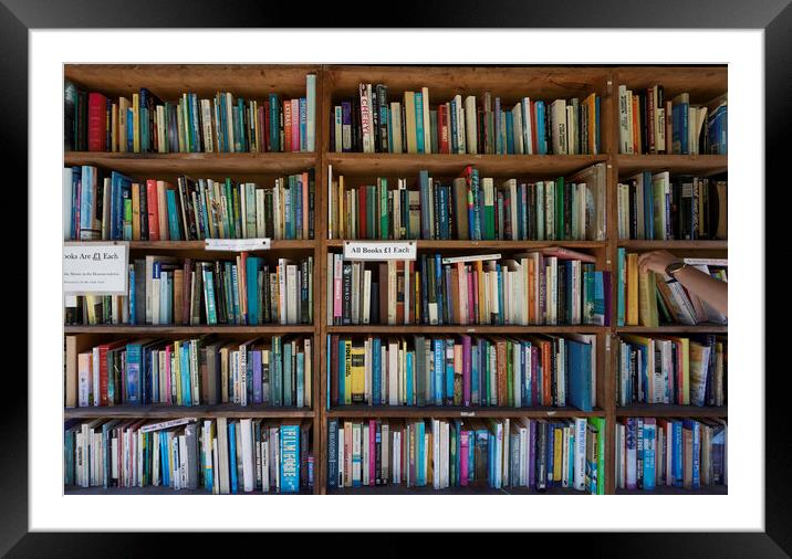 Second hand books at Hay-on-Wye Framed Mounted Print by Leighton Collins