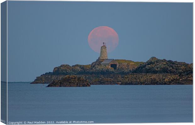 Buck Moon behind Goleudy Twr Bach Canvas Print by Paul Madden