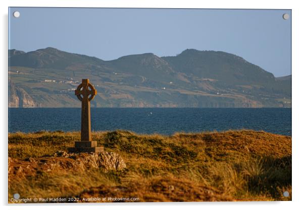 Cross on Ynys Llanddwyn Acrylic by Paul Madden