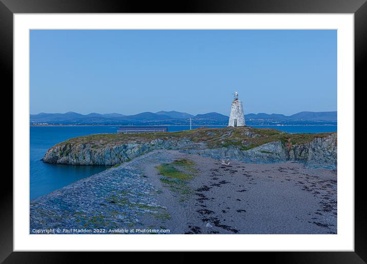 Goleudy Twr Bach lighthouse at dusk Framed Mounted Print by Paul Madden