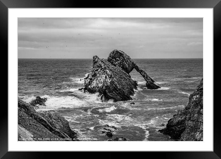 Bow Fiddle Rock, Portknockie, Scotland in Mono Framed Mounted Print by Joe Dailly