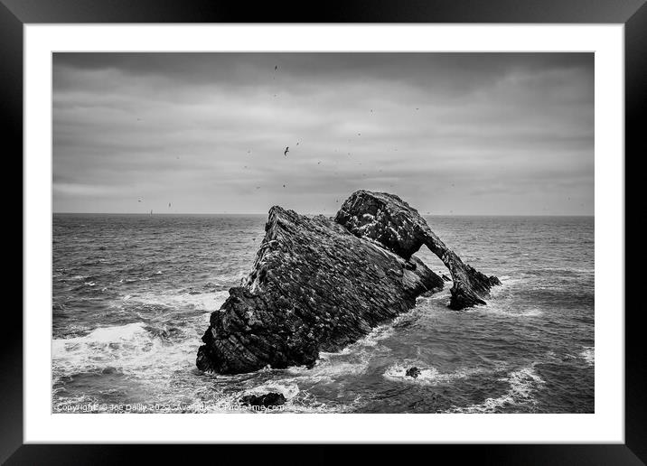 Bow Fiddle Rock, Portknockie, Scotland in Mono Framed Mounted Print by Joe Dailly