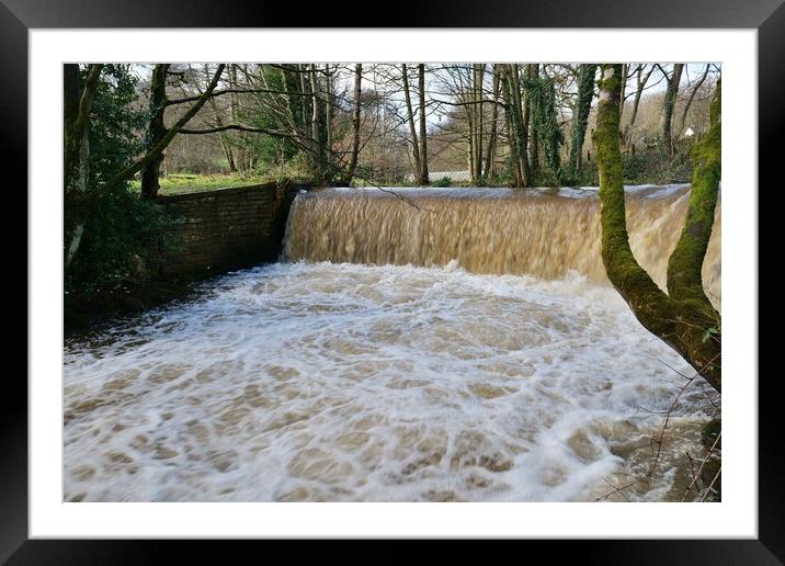 Waterfall in flood Framed Mounted Print by Roy Hinchliffe