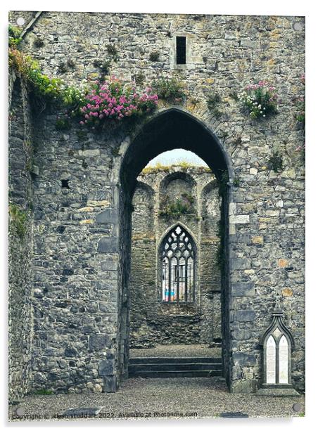 Building arch abbey in cashel Tipperary Acrylic by aileen stoddart